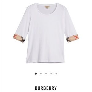 Burberry Check Cuff Stretch-Cotton Top